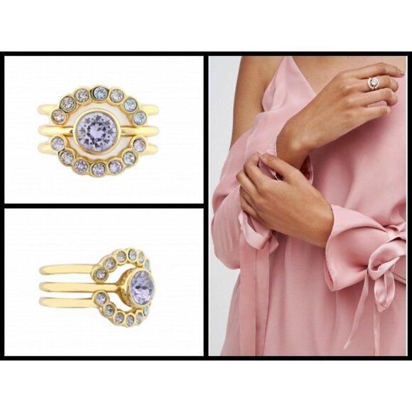 💕TED BAKER💕 Crystal Stacking Ring Light Blue - Picture 3 of 8